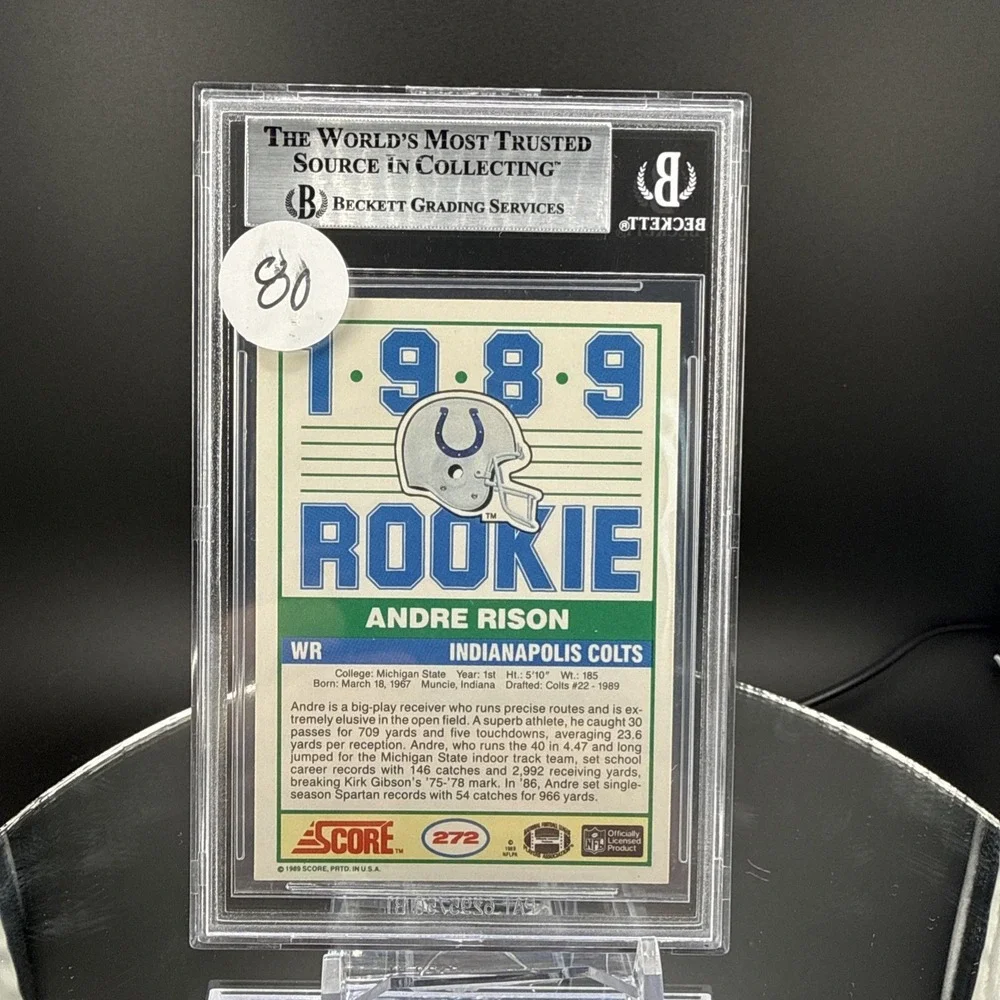1989 Score - Andre  Rison #272 Beckett Authentic Autograph